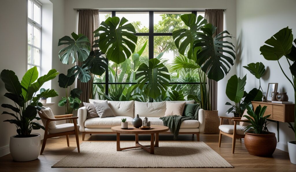 Indoor Dschungel XXL – riesige Zimmerpflanzen im modernen Wohnzimmer