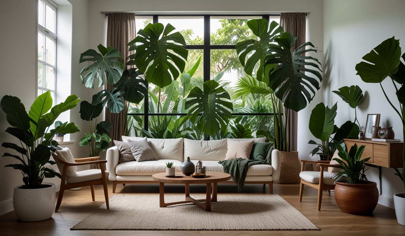 Indoor Dschungel XXL – riesige Zimmerpflanzen im modernen Wohnzimmer