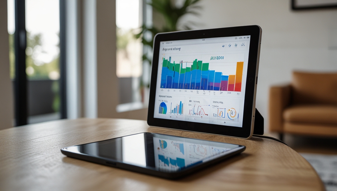 Energieverbrauch überwachen mit smarter Steckdose auf Tablet-Display